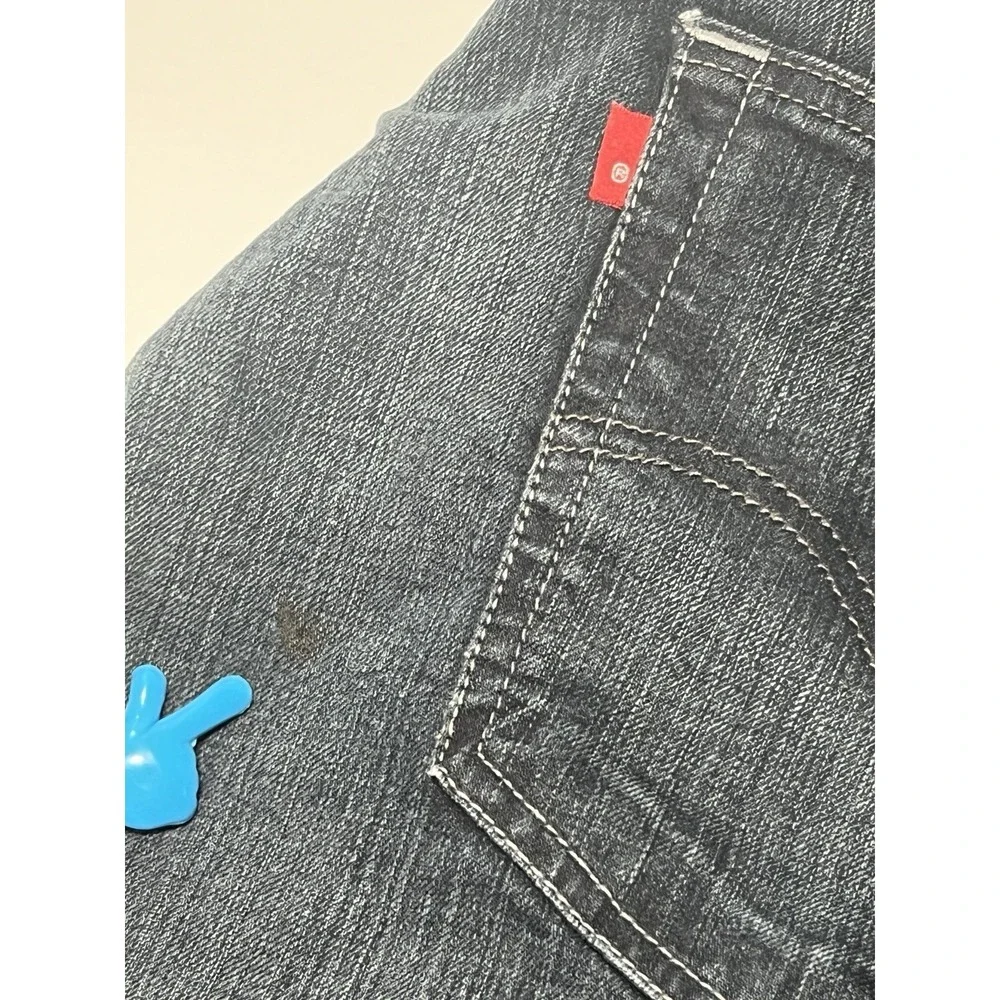 Levis 505 Jeans Mens 34X29 Blue Straight Leg Distressed Dark Wash 5 Pocket Denim